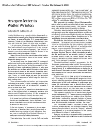 An Open Letter to Walter Wriston