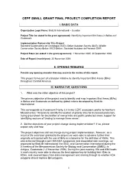 Cepf Small Grant Final Project Completion Report