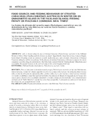 Food Sources and Feeding Behaviour of Striated