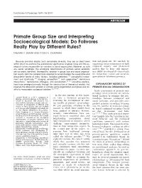 Primate Group Size and Interpreting Socioecological Models: Do Folivores Really Play by Different Rules?
