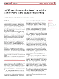 Supar As a Biomarker for Risk of Readmission and Mortality in the Acute Medical Setting