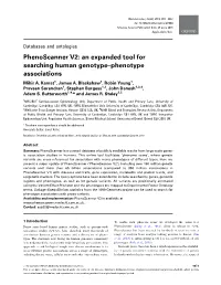 Phenoscanner V2: an Expanded Tool for Searching Human Genotype–Phenotype Associations Mihir A