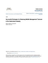 Successful Strategies for Reducing Middle Management Turnover in the Automotive Industry
