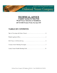 TECHNICAL ADVICE Available Anytime for Help with Wood Veneer Selection Or Installation