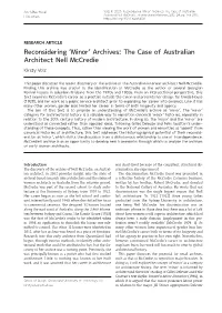 The Case of Australian Architect Nell Mccredie