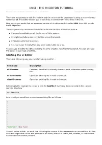 Unix the Vi Editor Tutorial