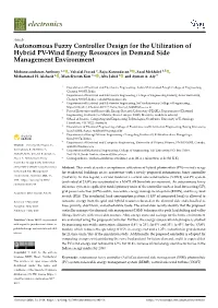 Autonomous Fuzzy Controller Design for the Utilization of Hybrid PV-Wind Energy Resources in Demand Side Management Environment