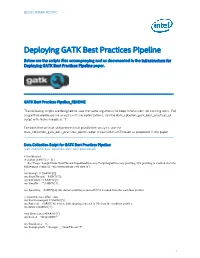 Benchmark Recipe for GATK* Best Practices Pipeline Deployment