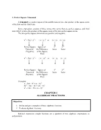 Chapter 3 Algebraic Fractions