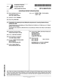 Composition for Producing Ferrous Dithionite and Process for Removing