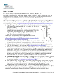 DOE It Yourself Fun Science Projects Compiled by Mark J