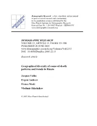 Geographical Diversity of Cause-Of-Death Patterns and Trends in Russia