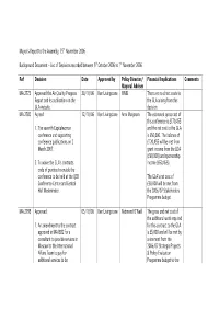 Mayor's Report to the Assembly