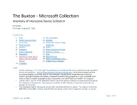 The Buxton - Microsoft Collection Inventory of Interactive Device Collection