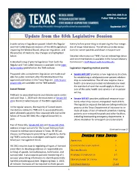 Update from the 85Th Legislative Session