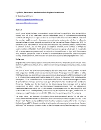 1 Legislation, Performance Standards and the Dingleton Resettlement Dr