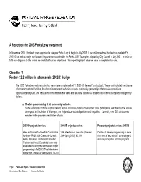 A Report on the 2003 Parks Levy Investment Objective 1: Restore