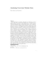 Analyzing Uncertain Tabular Data