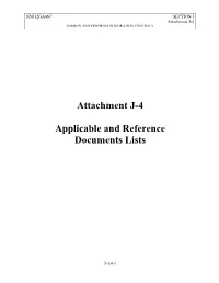 Attachment J-4 Applicable and Reference Documents Lists
