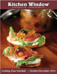Cooking Class Schedule – October-December 2012