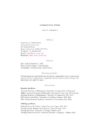CURRICULUM VITAE Contact Department of Mathematics