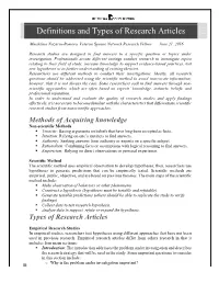 Definitions and Types of Research Articles