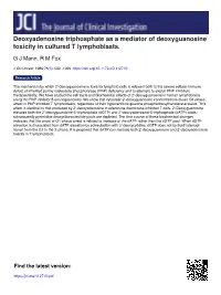 Deoxyadenosine Triphosphate As a Mediator of Deoxyguanosine Toxicity in Cultured T Lymphoblasts