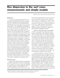 Dye Dispersion in the Surf Zone: Measurements and Simple Models
