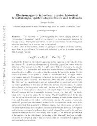 Electromagnetic Induction: Physics, Historical Breakthroughs