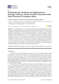 Nanodiamonds: Synthesis and Application in Sensing, Catalysis, and the Possible Connection with Some Processes Occurring in Space