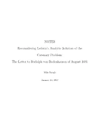 NOTES Reconsidering Leibniz's Analytic Solution of the Catenary