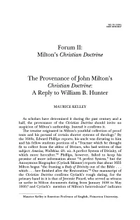 The Provenance of John Milton's Christian Doctrine