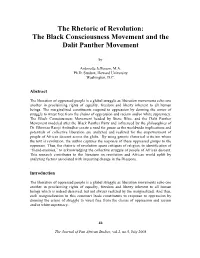The Rhetoric of Revolution: the Black Consciousness Movement and the Dalit Panther Movement