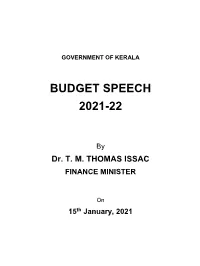 Budget Speech 2021-22