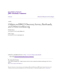 Oaister on EBSCO Discovery Service, Firstsearch, and Oaister.Worldcat.Org David J