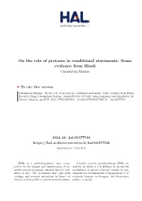 On the Role of Protases in Conditional Statements: Some Evidence from Hindi Ghanshyam Sharma