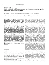 Snai1 and Snai2 Collaborate on Tumor Growth and Metastasis Properties of Mouse Skin Carcinoma Cell Lines