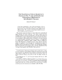 The Traditional View of Hamilton's Federalist No. 77 and an Unexpected Challenge