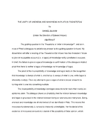 The Unity of Oneness and Manyness in Plato's