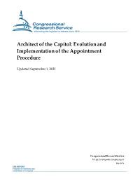Architect of the Capitol: Evolution and Implementation of the Appointment Procedure