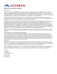 Atotech Prices Initial Public Offering