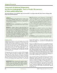 Corrected QT-Interval Dispersion: an Electrocardiographic Tool to Predict Recurrence of Myocardial Infarction
