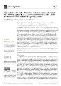 Evaluation of Probiotic Properties of Pediococcus Acidilactici M76 Producing Functional Exopolysaccharides and Its Lactic Acid Fermentation of Black Raspberry Extract
