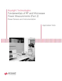 Fundamentals of RF and Microwave Power Measurements (Part 2) Power Sensors and Instrumentation
