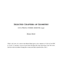 Heinz Hopf, Selected Chapters of Geometry