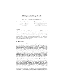 HPC System Call Usage Trends