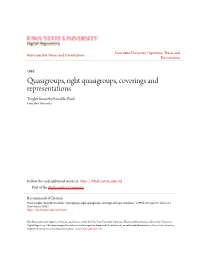 Quasigroups, Right Quasigroups, Coverings and Representations Tengku Simonthy Renaldin Fuad Iowa State University