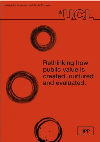 Rethinking How Public Value Is Created, Nurtured and Evaluated