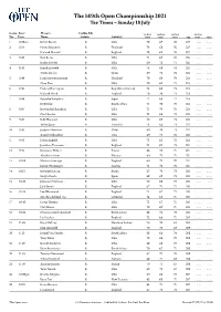 The 149Th Open Championship 2021 Tee Times – Sunday 18 July