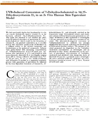 UVB-Induced Conversion of 7-Dehydrocholesterol to 1Α,25-Dihydroxyvitamin D3 in an in Vitro Human Skin Equivalent Model
